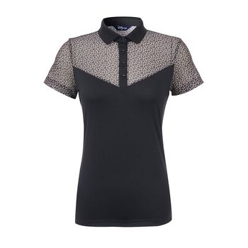 여성 망사 배색 반팔 카라 티셔츠 DL2LTS034_P319596971