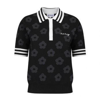 파리게이츠 잭바니 플로럴 카라 반팔 니트 521F2SWJ23_BK