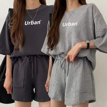 여자 숏팬츠 하프슬리브트렌디 클린 일상 캐주얼룩 추리닝 세트업 여성홈웨어 여성트레이닝복 여