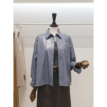 ZOOC 루즈핏 페이크 레더 셔츠 V261MSC912