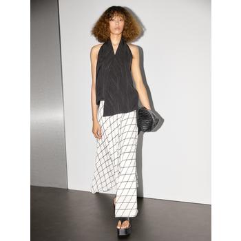 [해외] 마시모두띠 체크 와이드 스윙 미디 스커트 Weiss 5232/530