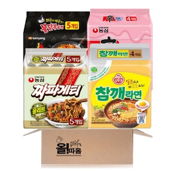 농심 신라면 로제 멀티4입1봉+짜파게티 멀티5입1봉+참깨라면 멀티4입1봉+불닭볶음면 멀티5입1봉