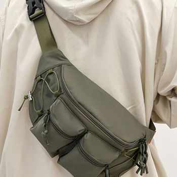 남여공용 BO88RP06 유니섹스 더블 포켓 지퍼 숄더백 슬링백