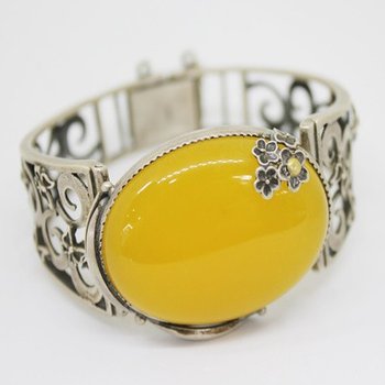 황옥팔찌 옥팔찌 보석팔찌 유색보석 은팔찌 silver(무료배송)