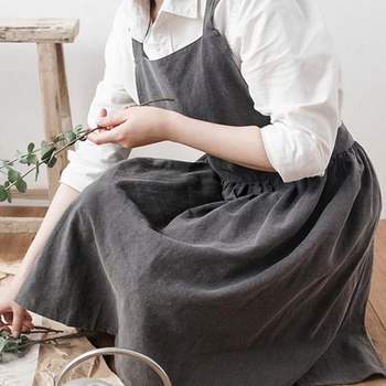 린넨 원피스형 여름 주방 요리 앞치마