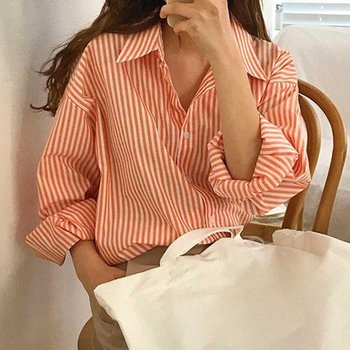 [MEN60257_62_62]외출 나들이 룩 간절기 스트라이프 셔츠