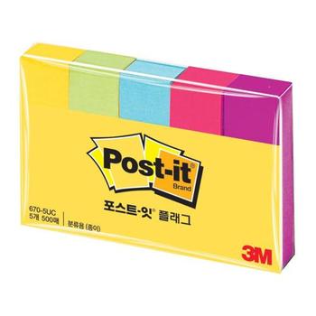 3M 문구 포스트잇(플래그) 670-5AN(종이5색 500매) 30EA