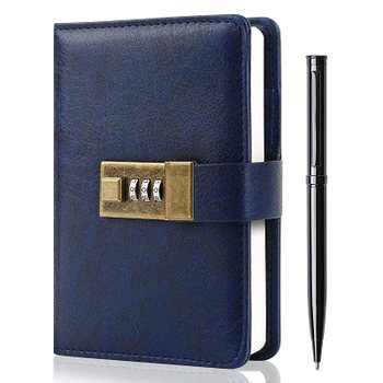 [해외] WEMATE 일기장 2024 A6 열쇠가있는 노트북 PU 가죽 펜 & 선물 상자가