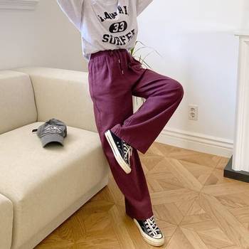 여성 바머스 딥컬러 밴딩 와이드 롱 팬츠