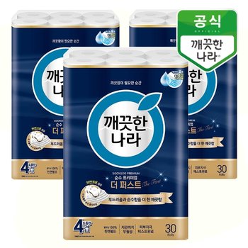 깨끗한나라 4겹 순수 프리미엄 더퍼스트 25m 30롤x3팩