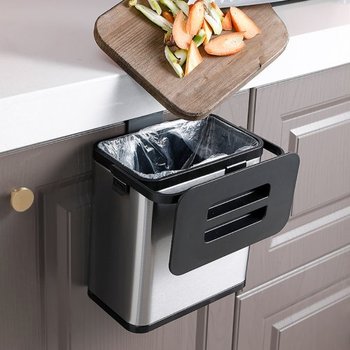 [트레이더스]싱크대 걸이형 스텐 음식물 쓰레기통