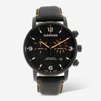 [해외] Wenger 벤거 스위스 아미 남성용 01.1743.114 어반 메트로 크로노 블랙 다이얼 시계 44mm 788580