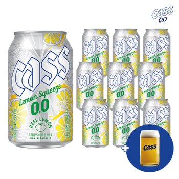 카스 제로 레몬스퀴즈 330ml  10캔(+전용잔 1개)/ 논알콜 음료 무알콜맥주맛