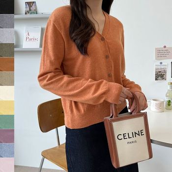 여성 봄 가을 아우터 캐시미어 컬러풀 데일리 가디건