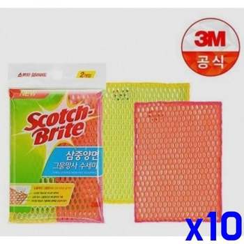 컬러 342QXQ82 삼중 망사 수세미 1입 x10개 주방용수세미