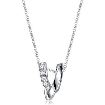 [해외] FANCIME 목걸이 페어 여성 남성 의 사랑 뫼비우스 모티브 지르코니아  2개 세트 남녀 겸용 실버