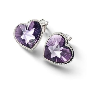 Baccarat 우먼 Sterling Silver 퍼플 크리스탈 하트 귀걸이 2812861 704336