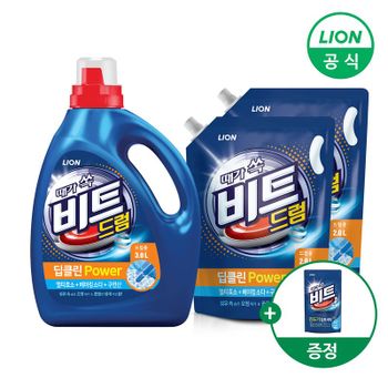 (유배) 비트 딥클린 파워세탁 액체세제 용기 3L 1개+리필 2L 2개+겸용300g 제공..