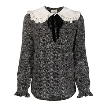 생로랑 생 로랑 피터팬 칼라 폴카 도트 블라우스 660883Y5D12 TP42972