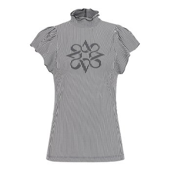 [신세계백화점](사은품증정) 25 S/S 여성 스트라이프 시어서커 패널 티셔츠 (821E2TI306BK)