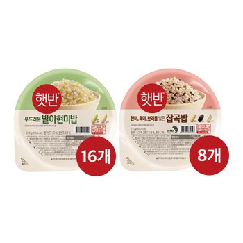 CJ제일제당 햇반 발아현미밥 210g x16개+잡곡밥 210g x8개
