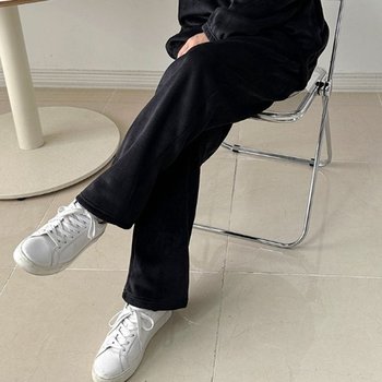 남자 겨울 안감양털 카페알바 골지 검정 와이드팬츠 (WFDF1F6)