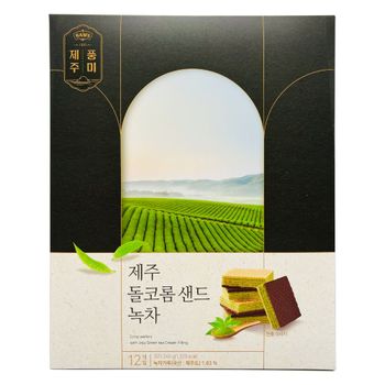 제주 돌코롬 샌드 녹차 20g x 12개입 프리미엄 웨하스 마음샌드 쿠키