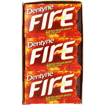 덴타인 파이어 무설탕 껌, 스파이시 시나몬 9팩 (팩당 16캐럿)