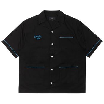 [신세계백화점][아크메드라비] SCRIPT LOGO OPEN COLLAR SHIRT BLACK - 스크립트 오픈 칼라 셔츠