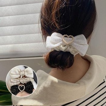 [JHQRSFD9_4B]하트진주 똥머리묶는방법 차도녀 리본 곱창끈