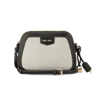 우먼 나인웨스트 Charmaine Cibrina 돔 크로스백 숄더백 블랙 화이트 캔버스 10751851