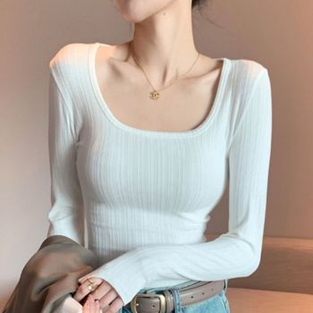 딥 이너티 데일리 긴팔 시크 여성 티셔츠 U넥