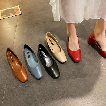 라일리 Rly 심플 레더 스퀘어 펌프스 여성 뮬 로우힐 LK-Q816 S10336518