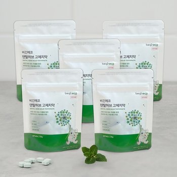 비긴에코 덴탈허브 고체치약 40정 5개 총 200정 씹는치약 간편휴대