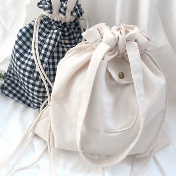 cafls 마듀 무지 체크 포켓 천가방 캔버스 에코백