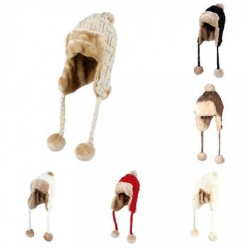 기모 격자 귀달이 니트 비니 FZ70022