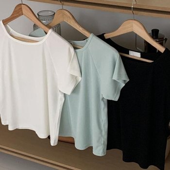 [MENOR1MR_4A]레글런플레이스판반팔티 408S505S 여성의류