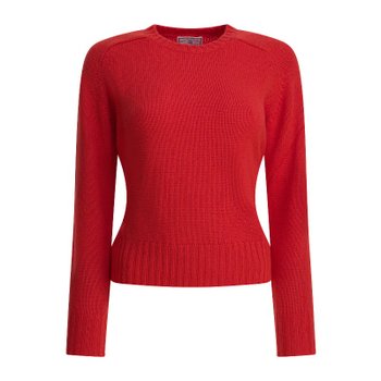 [해외배송] 이네스 드 라 프레상쥬 크루넥 리브 헴 울 캐시미어 스웨터 15K100WS902P335 RED