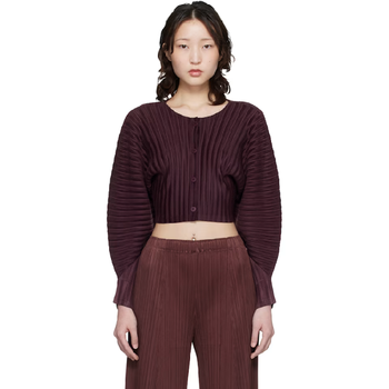 이세이미야케 가디건 버건디 골지 플리츠 재뉴어리 가디건 261941F0950