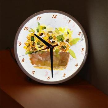 아트박스/꾸밈 ng635-LED시계액자25R_해바라기꽃바구니