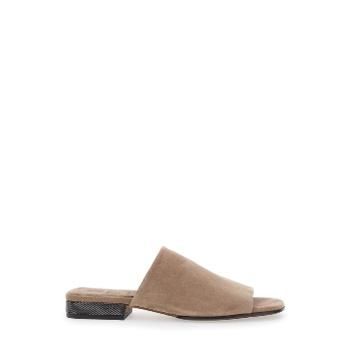 브루넬로쿠치넬리 Beige Sandals with Monil Detail on the Heel in Suede Woman MZSFC3170..