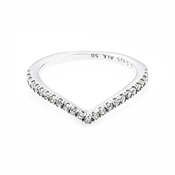 판도라 반지 196316CZ 쉬머링 위시본 실버 반지