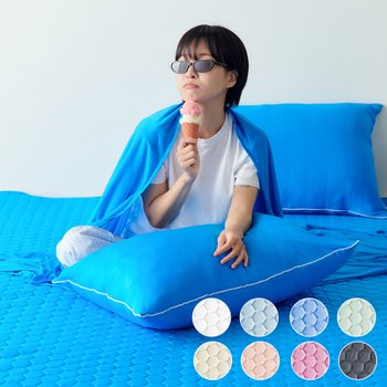 [오늘출발] [20%쿠폰특가] 젤라또 여름 접촉 냉감 누빔 침대패드 + 베개커버 세트 8컬러+무료배송