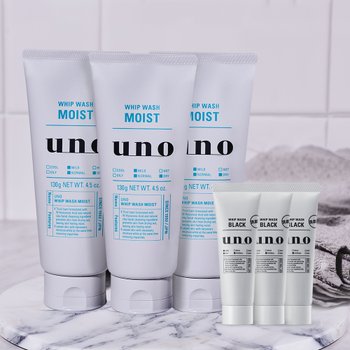 우노 휩 워시 스크럽 130g 3개 + 휩 워시 블랙 30ml 3개