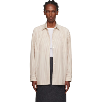 26 SS Nothing Written 베이지 토로 오버사이즈 스트라이프 셔츠 252814F10900