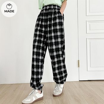바로받자 밴딩 체크바지 조거ver_P321442176