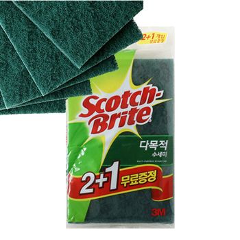 다목적 양면 수세미 대형 3개입 1P 설거지 주방 싱크대 냄비 청소 스펀지
