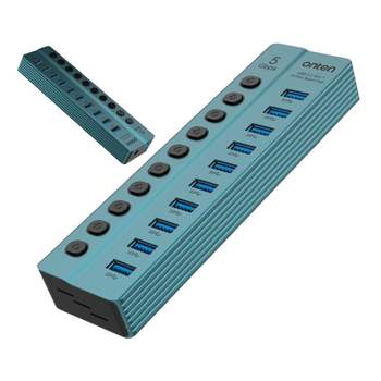 USBA타입C타입 021MTQ23 10포트 멀티허브 데이터전송 충전 5Gbps DC12V 게이밍셋업 스위치형 스