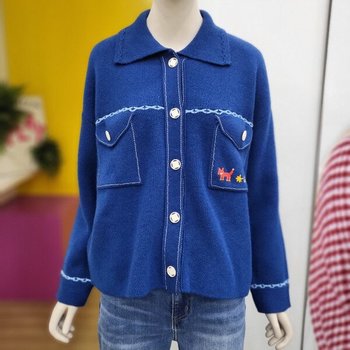 스티치 셔츠형 니트 가디건 BAKC71361 NY_DJ