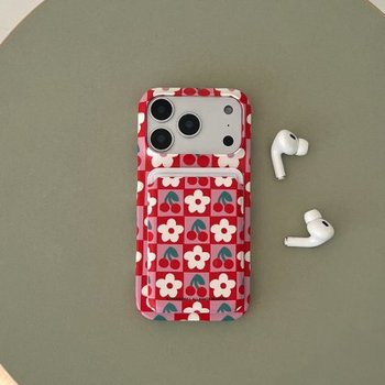 cherry flower checkerboard [맥세이프 카드슬롯]